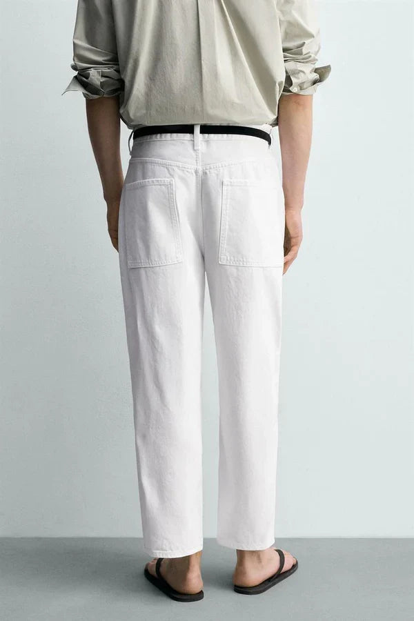 TAPERED WIDE-LEG JEANS