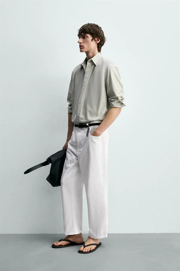 TAPERED WIDE-LEG JEANS