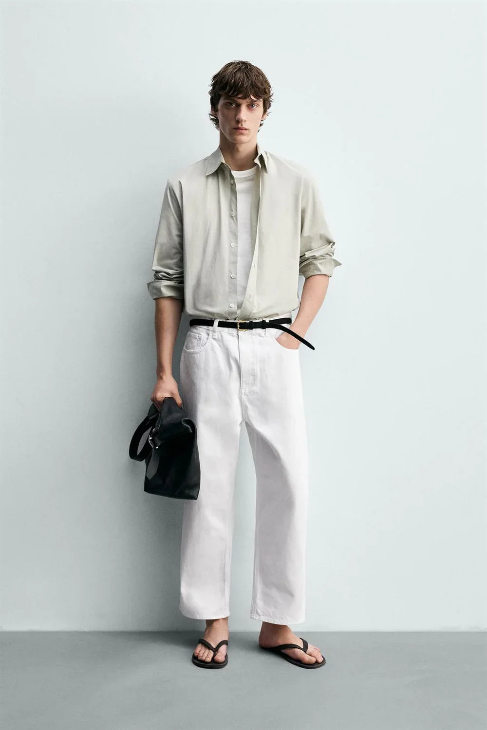 TAPERED WIDE-LEG JEANS